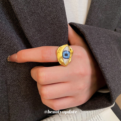 Devil's Eye Open Ring For Men In Golden Alloy, 1 Piece