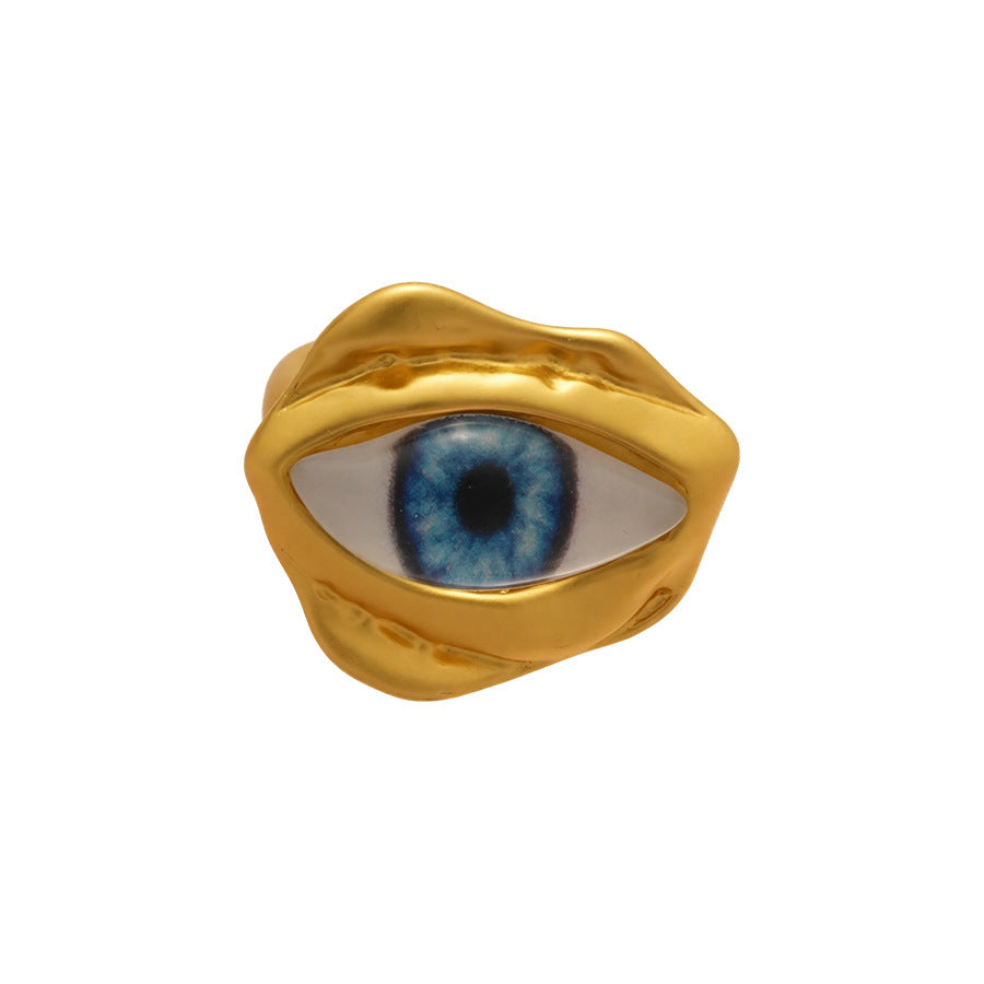 Devil's Eye Open Ring For Men In Golden Alloy, 1 Piece