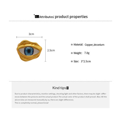 Devil's Eye Open Ring For Men In Golden Alloy, 1 Piece