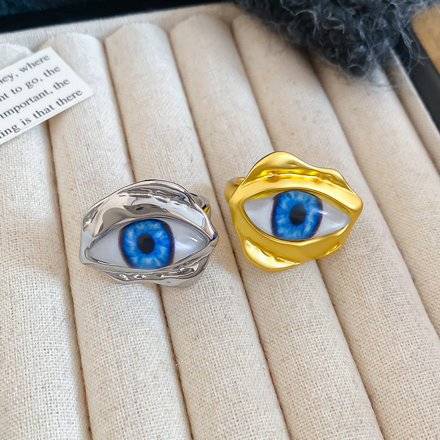 Devil's Eye Open Ring For Men In Golden Alloy, 1 Piece