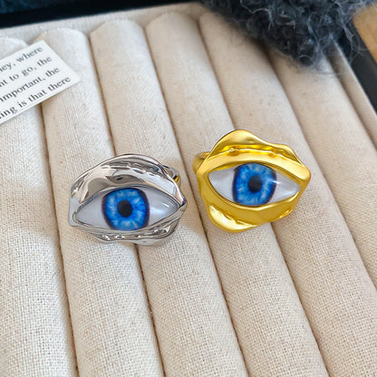 Devil's Eye Open Ring For Men In Golden Alloy, 1 Piece
