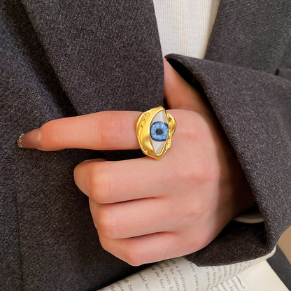Devil's Eye Open Ring For Men In Golden Alloy, 1 Piece