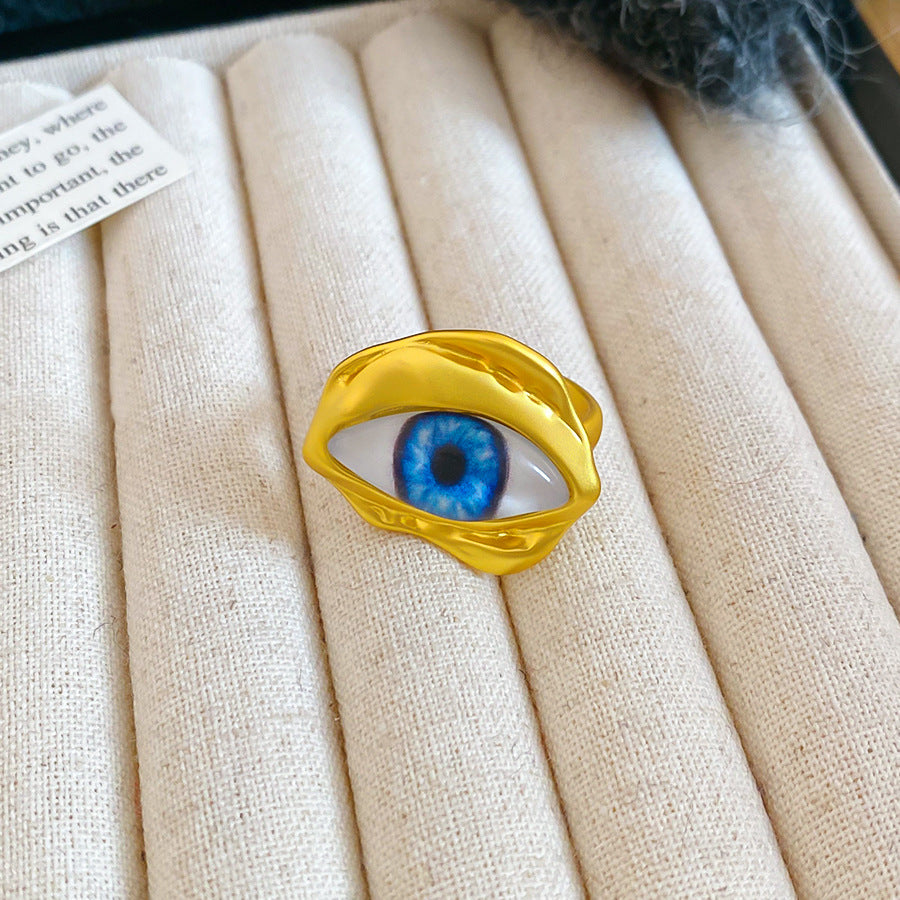 Devil's Eye Open Ring For Men In Golden Alloy, 1 Piece