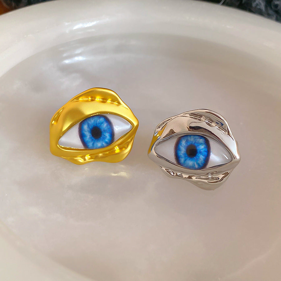 Devil's Eye Open Ring For Men In Golden Alloy, 1 Piece