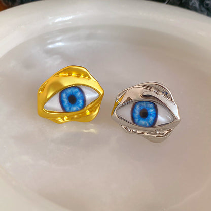 Devil's Eye Open Ring For Men In Golden Alloy, 1 Piece