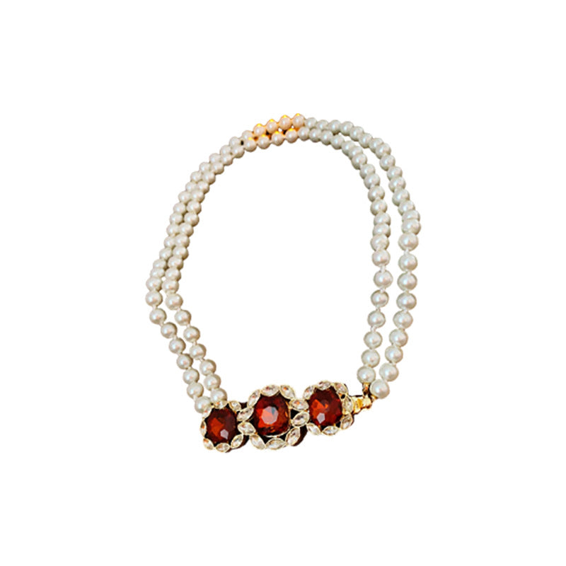 Golden Quadrilateral Sweater Chain For Elegant Style Featuring Imitation Pearl Material
