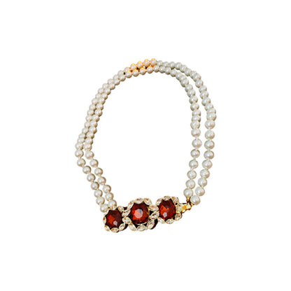 Golden Quadrilateral Sweater Chain For Elegant Style Featuring Imitation Pearl Material