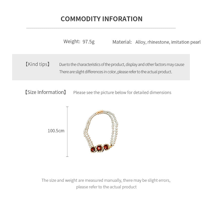 Golden Quadrilateral Sweater Chain For Elegant Style Featuring Imitation Pearl Material