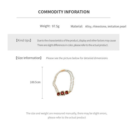 Golden Quadrilateral Sweater Chain For Elegant Style Featuring Imitation Pearl Material