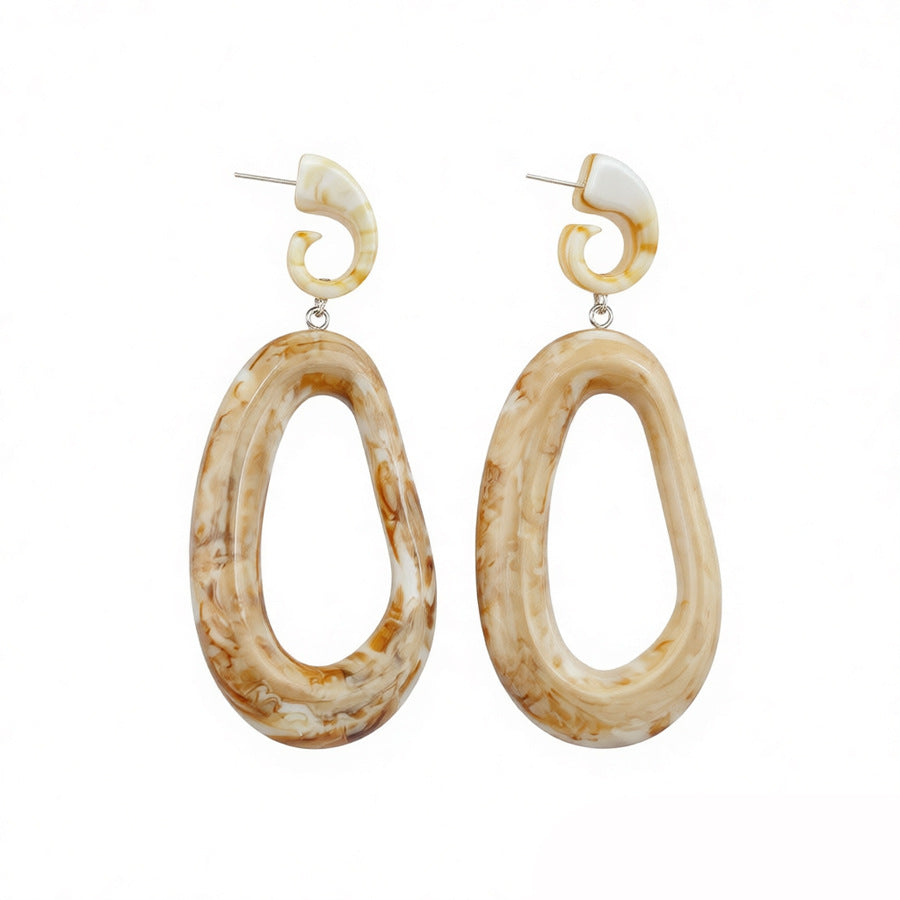 Oval Stud Earrings For Women In Coffer Acrylic Material, Elegant And Lightweight Jewelry Accessory