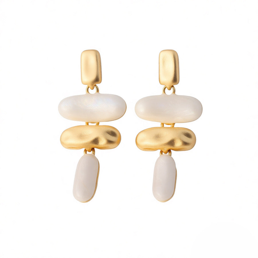 Retro Golden Enamel Alloy Stud Earrings For Folds Featuring Classic Design