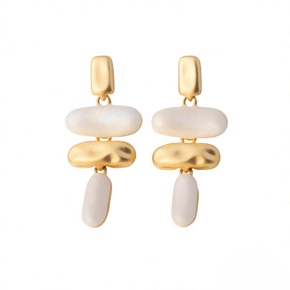 Retro Golden Enamel Alloy Stud Earrings For Folds Featuring Classic Design