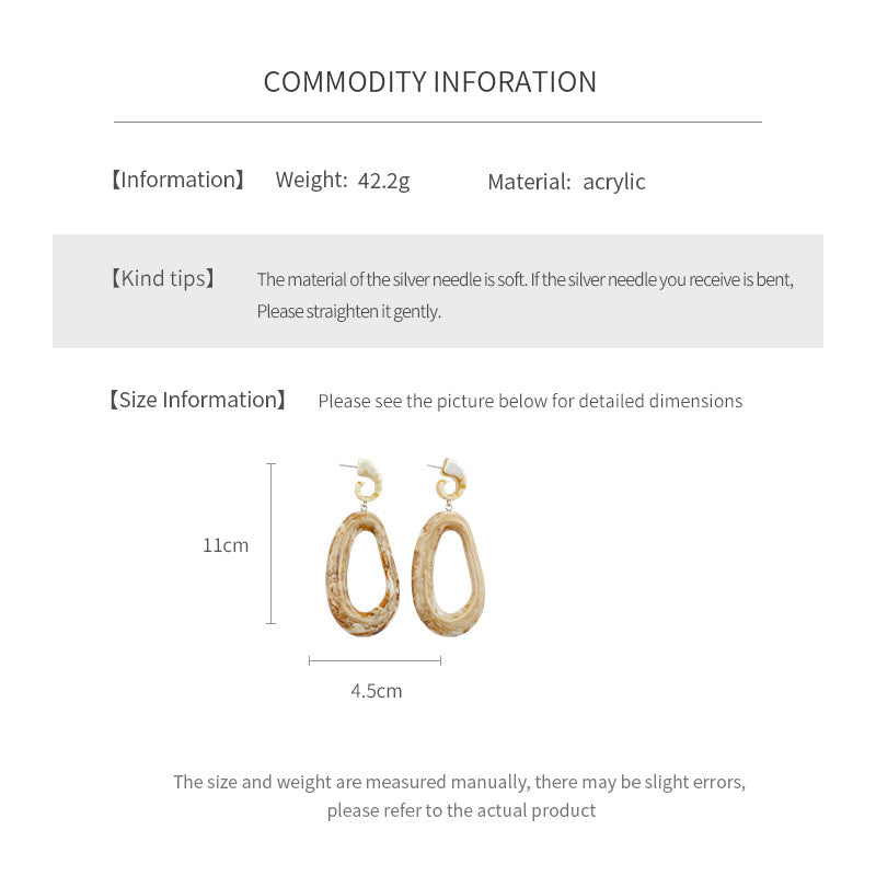 Oval Stud Earrings For Women In Coffer Acrylic Material, Elegant And Lightweight Jewelry Accessory