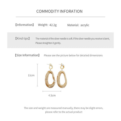 Oval Stud Earrings For Women In Coffer Acrylic Material, Elegant And Lightweight Jewelry Accessory