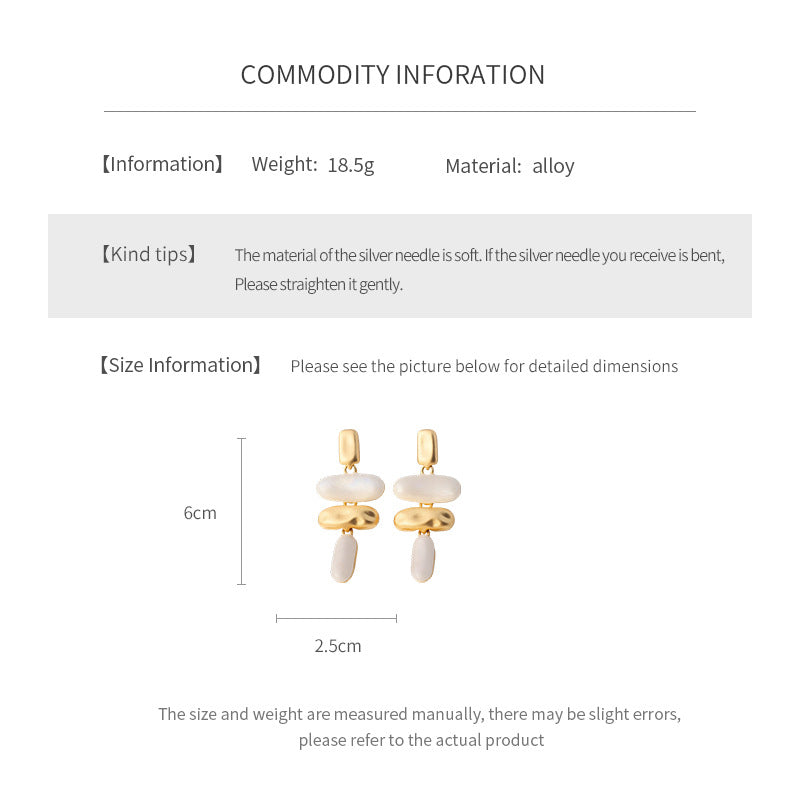 Retro Golden Enamel Alloy Stud Earrings For Folds Featuring Classic Design