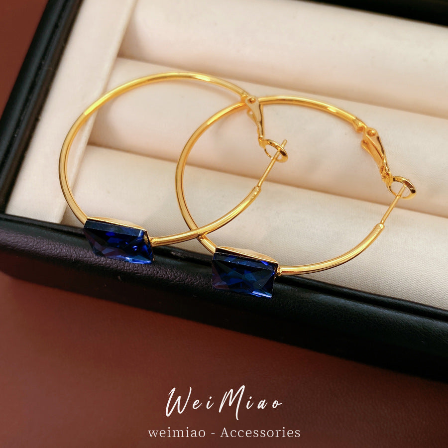 Round Stud Earrings For Women In Copper With 24K Real Gold Plated Finish, Available In Golden