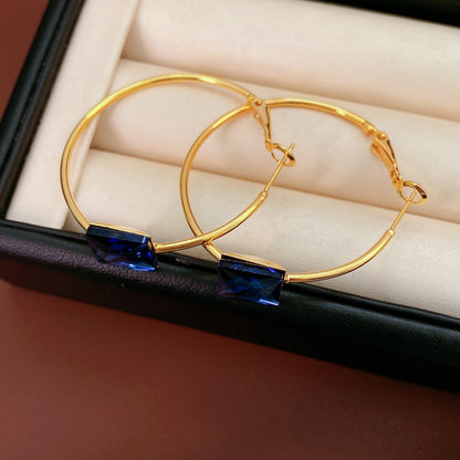 Round Stud Earrings For Women In Copper With 24K Real Gold Plated Finish, Available In Golden