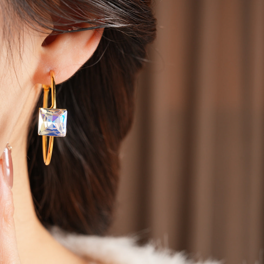Round Stud Earrings For Women In Copper With 24K Real Gold Plated Finish, Available In Golden
