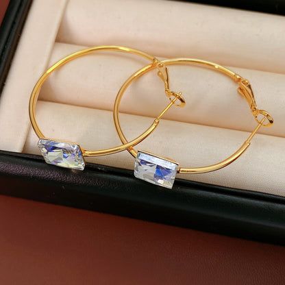 Round Stud Earrings For Women In Copper With 24K Real Gold Plated Finish, Available In Golden