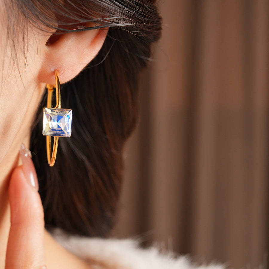 Round Stud Earrings For Women In Copper With 24K Real Gold Plated Finish, Available In Golden