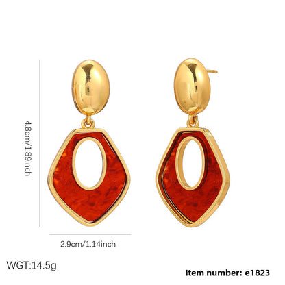 Geometric Drop Earrings For Women In Steel Color, Made Of Durable 304 Stainless Steel