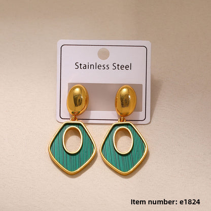 Geometric Drop Earrings For Women In Steel Color, Made Of Durable 304 Stainless Steel