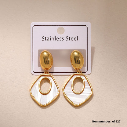 Geometric Drop Earrings For Women In Steel Color, Made Of Durable 304 Stainless Steel