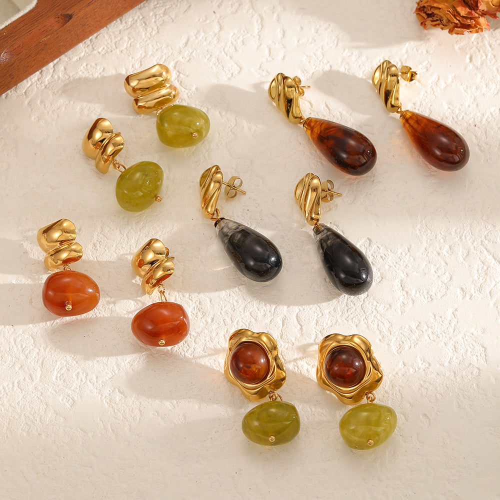 Geometric Stud Earrings For Women In 304 Stainless Steel Featuring Hypoallergenic PVD Coated 18K Real Gold Plating