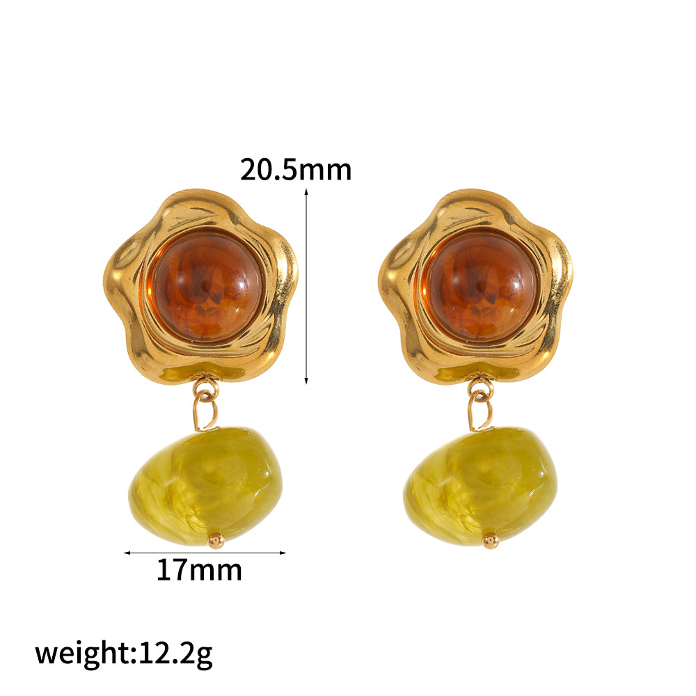 Geometric Stud Earrings For Women In 304 Stainless Steel Featuring Hypoallergenic PVD Coated 18K Real Gold Plating