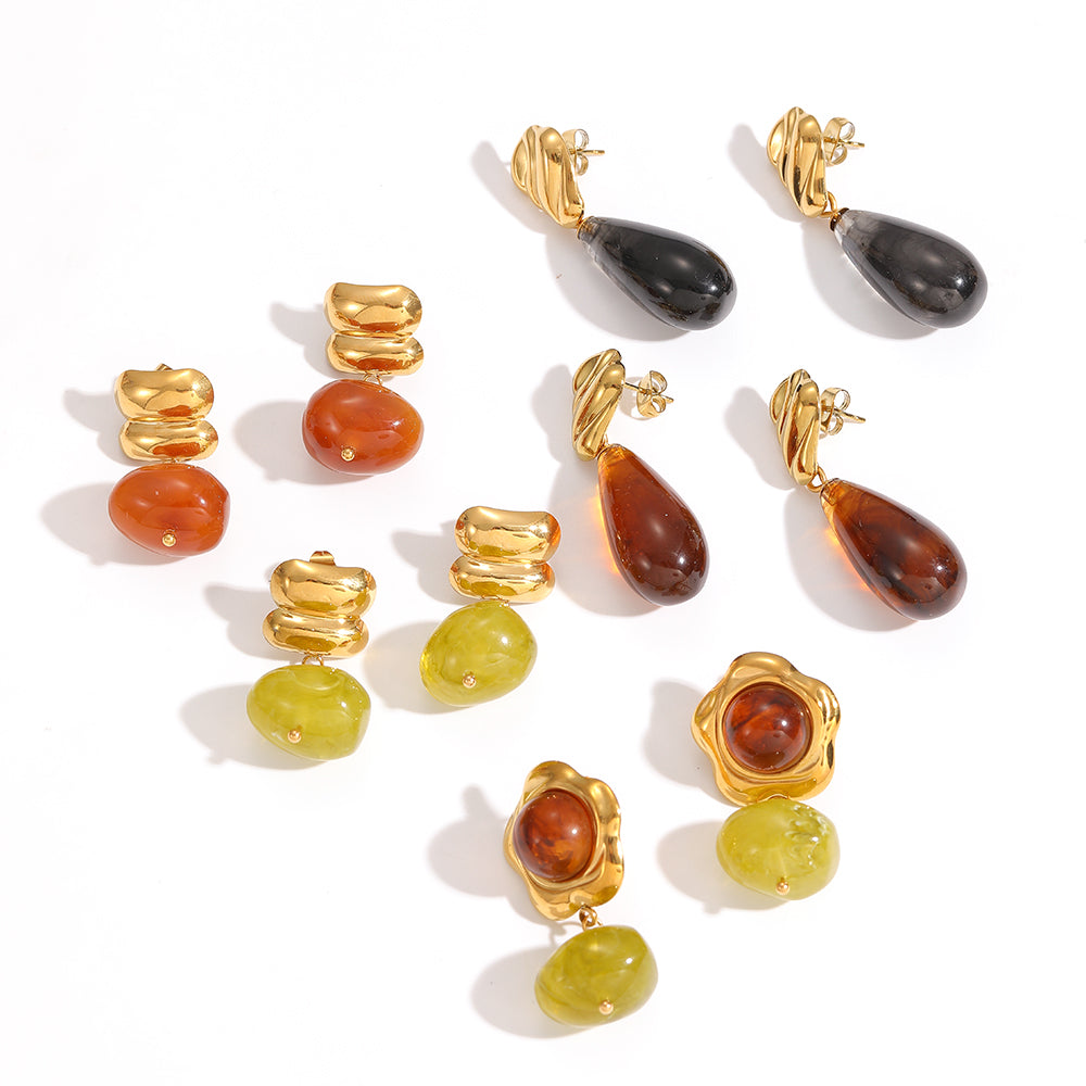 Geometric Stud Earrings For Women In 304 Stainless Steel Featuring Hypoallergenic PVD Coated 18K Real Gold Plating