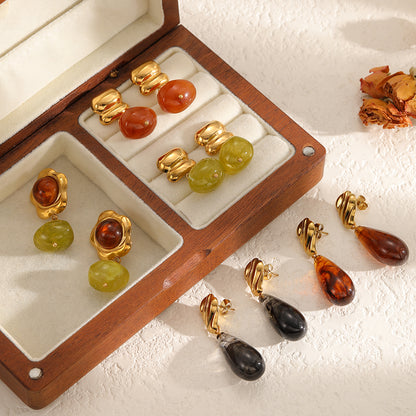 Geometric Stud Earrings For Women In 304 Stainless Steel Featuring Hypoallergenic PVD Coated 18K Real Gold Plating