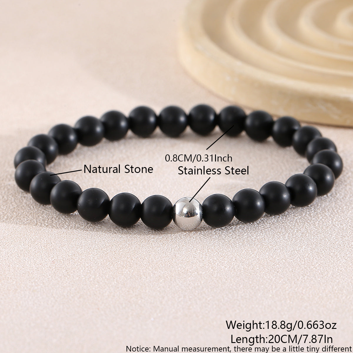 Geometric Natural Stone Beaded Chain Bracelet Featuring Beading Craftsmanship For Men's Style