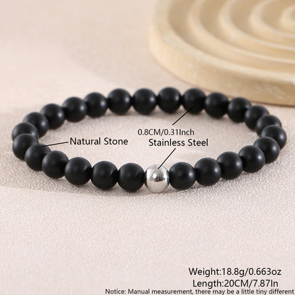 Geometric Natural Stone Beaded Chain Bracelet Featuring Beading Craftsmanship For Men's Style