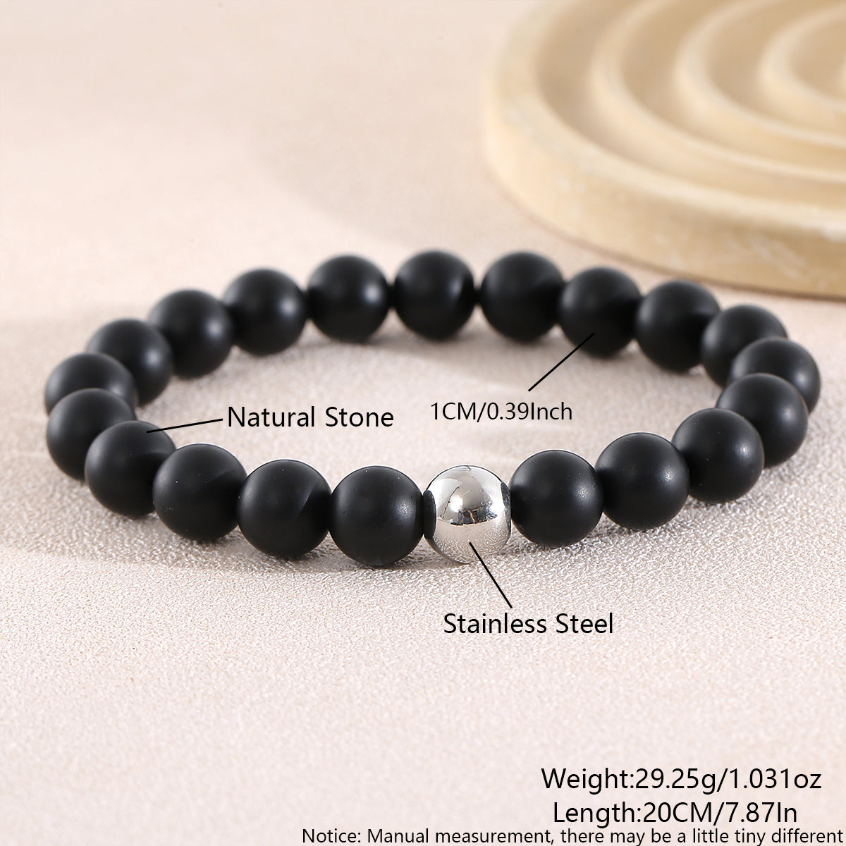Geometric Natural Stone Beaded Chain Bracelet Featuring Beading Craftsmanship For Men's Style