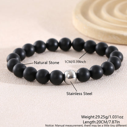 Geometric Natural Stone Beaded Chain Bracelet Featuring Beading Craftsmanship For Men's Style