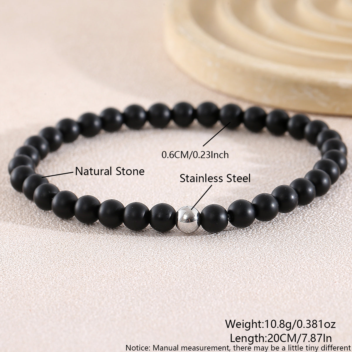 Geometric Natural Stone Beaded Chain Bracelet Featuring Beading Craftsmanship For Men's Style