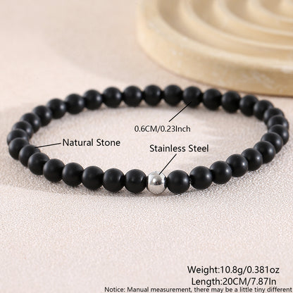 Geometric Natural Stone Beaded Chain Bracelet Featuring Beading Craftsmanship For Men's Style
