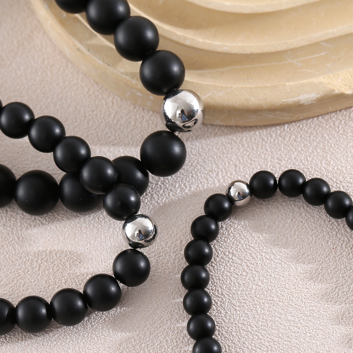Geometric Natural Stone Beaded Chain Bracelet Featuring Beading Craftsmanship For Men's Style