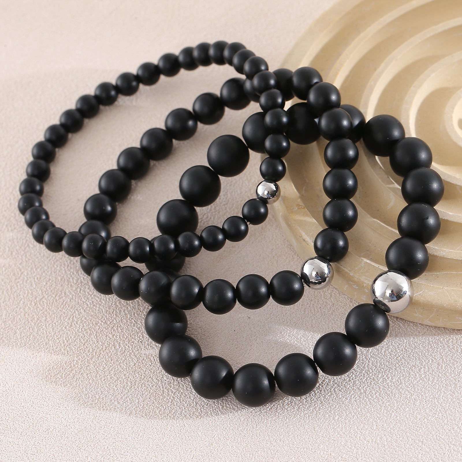 Geometric Natural Stone Beaded Chain Bracelet Featuring Beading Craftsmanship For Men's Style