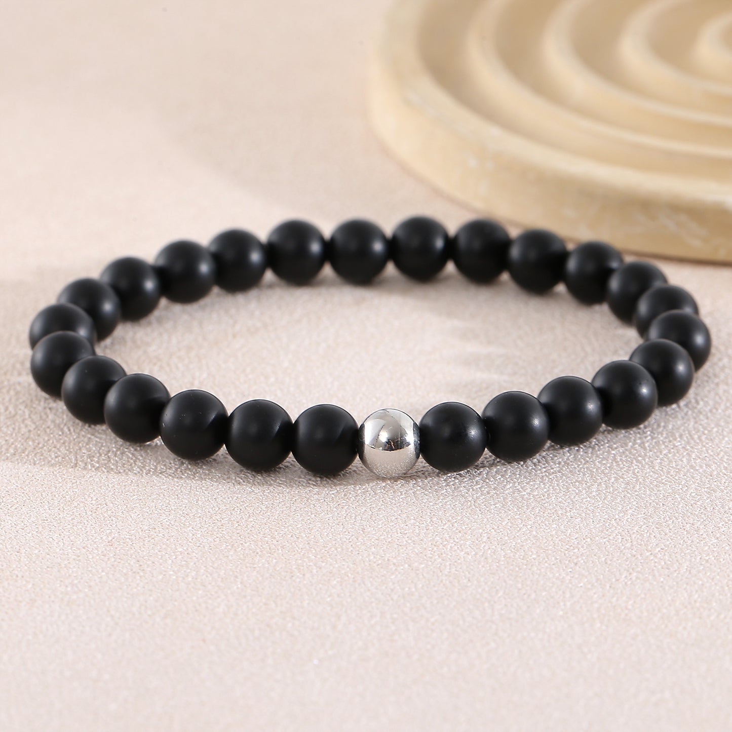 Geometric Natural Stone Beaded Chain Bracelet Featuring Beading Craftsmanship For Men's Style