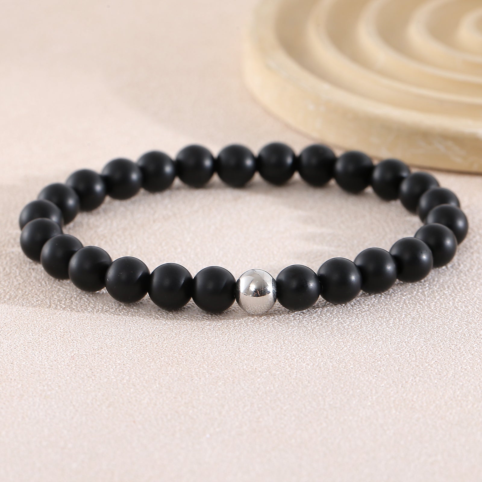 Geometric Natural Stone Beaded Chain Bracelet Featuring Beading Craftsmanship For Men's Style