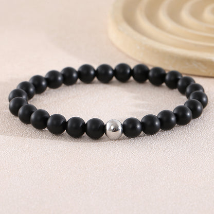 Geometric Natural Stone Beaded Chain Bracelet Featuring Beading Craftsmanship For Men's Style