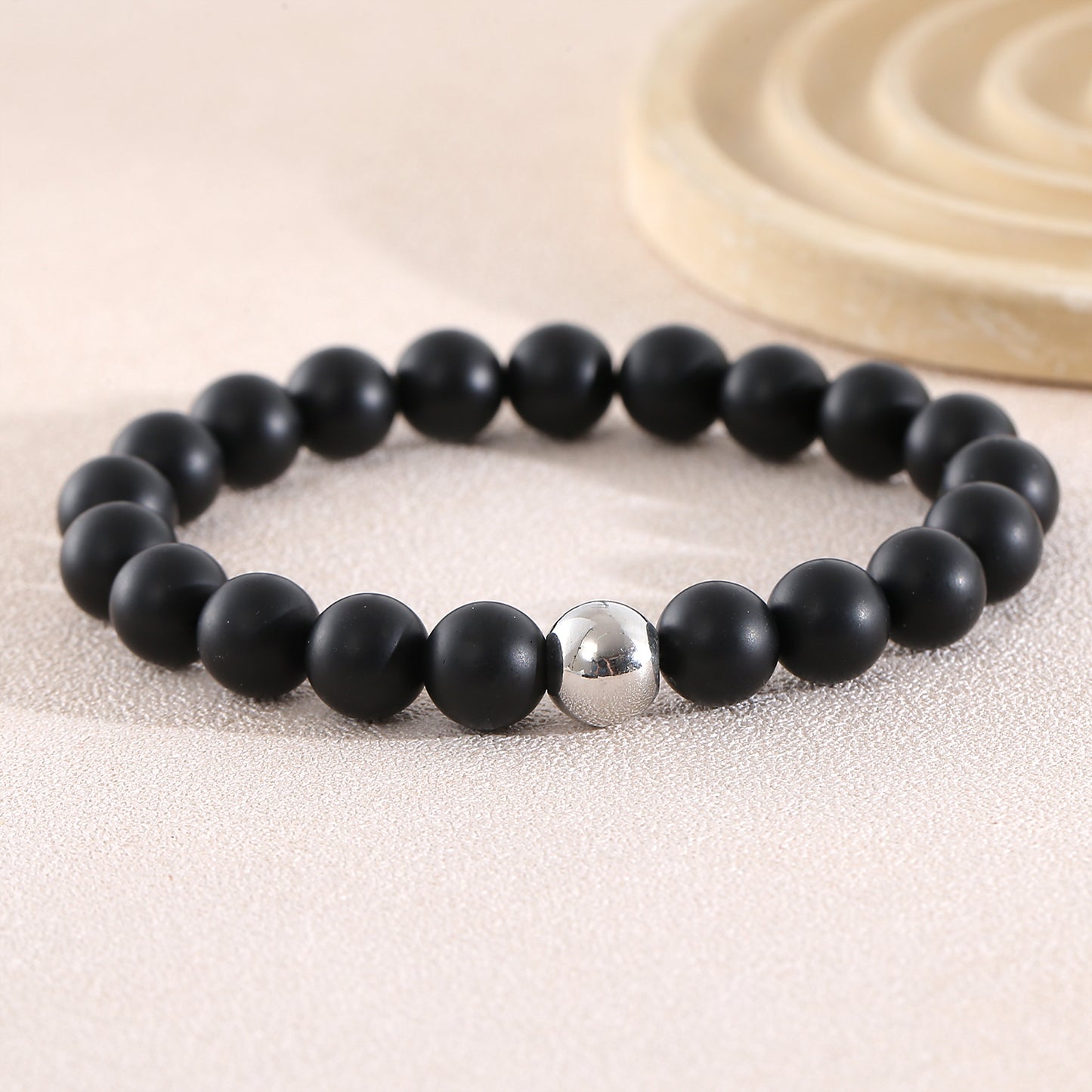 Geometric Natural Stone Beaded Chain Bracelet Featuring Beading Craftsmanship For Men's Style