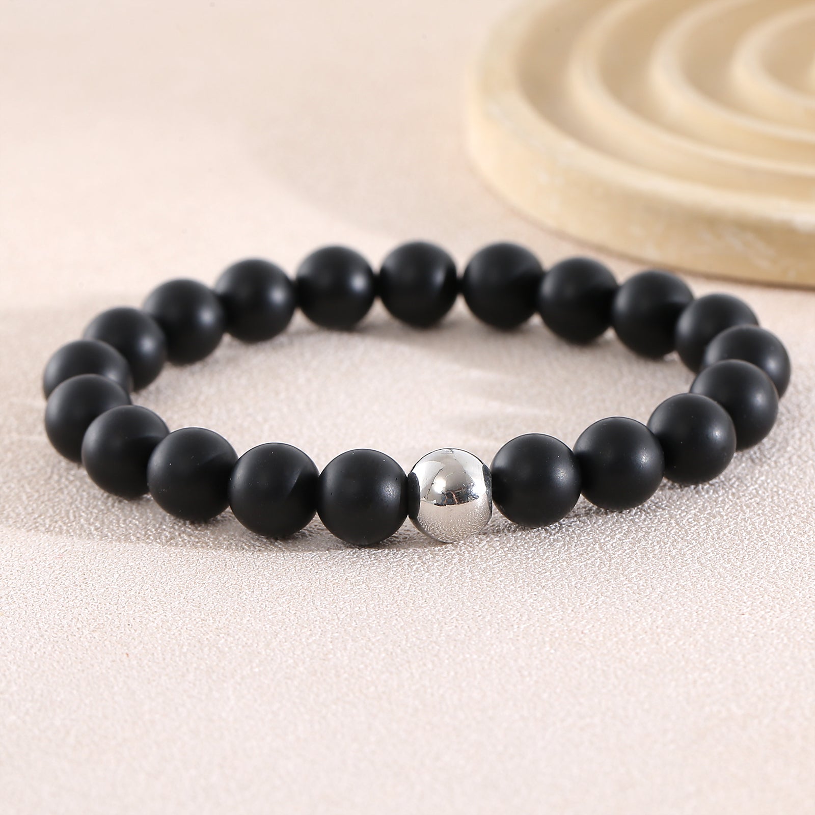 Geometric Natural Stone Beaded Chain Bracelet Featuring Beading Craftsmanship For Men's Style