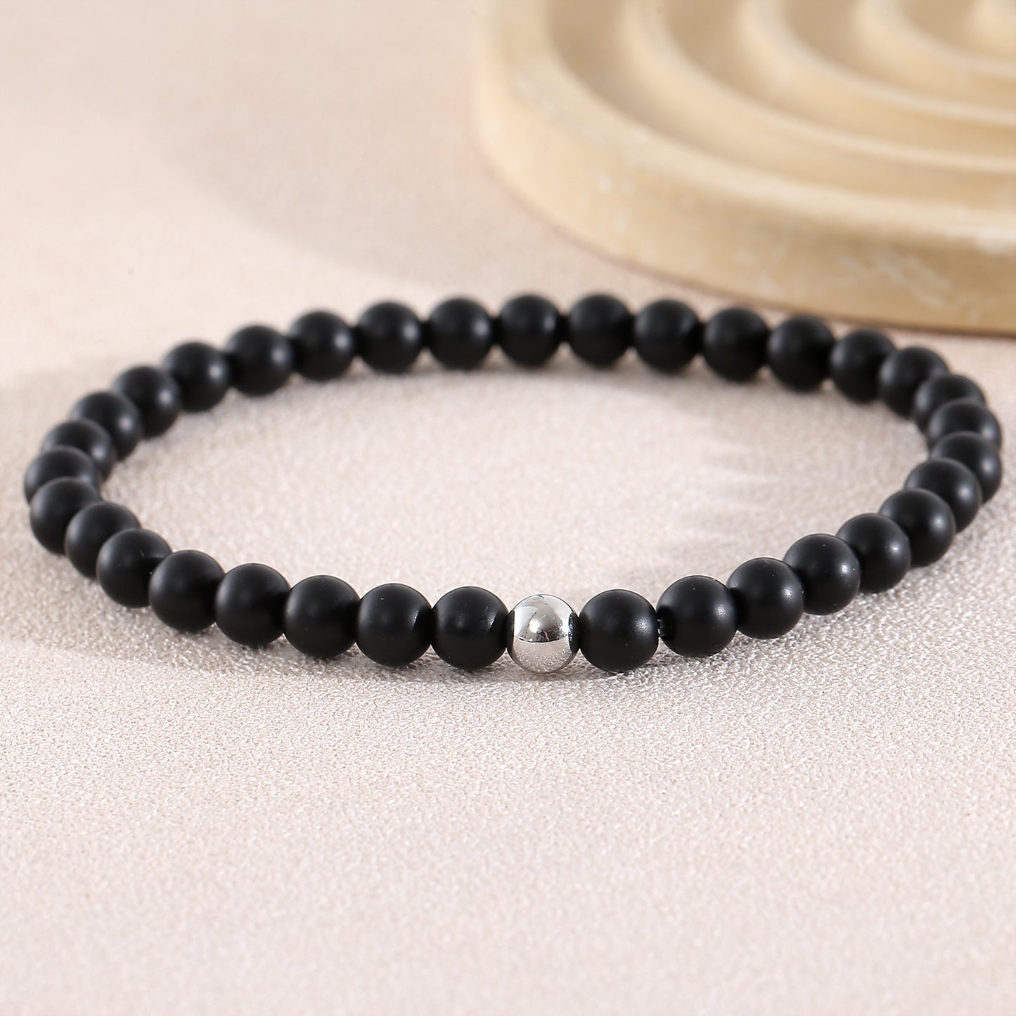 Geometric Natural Stone Beaded Chain Bracelet Featuring Beading Craftsmanship For Men's Style