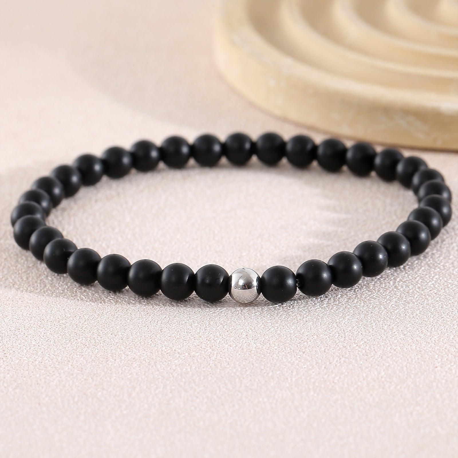 Geometric Natural Stone Beaded Chain Bracelet Featuring Beading Craftsmanship For Men's Style