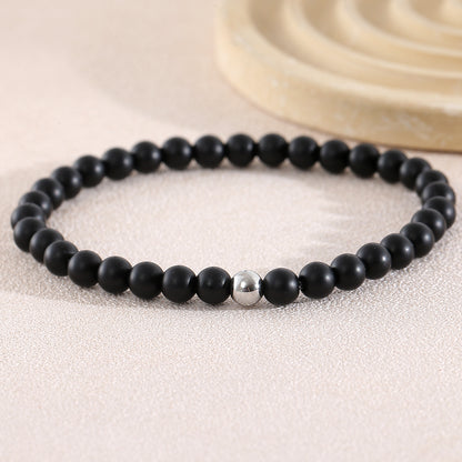 Geometric Natural Stone Beaded Chain Bracelet Featuring Beading Craftsmanship For Men's Style
