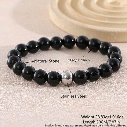 Geometric Natural Stone Bracelets For Men With Beaded Chain Featuring Beading Craftsmanship