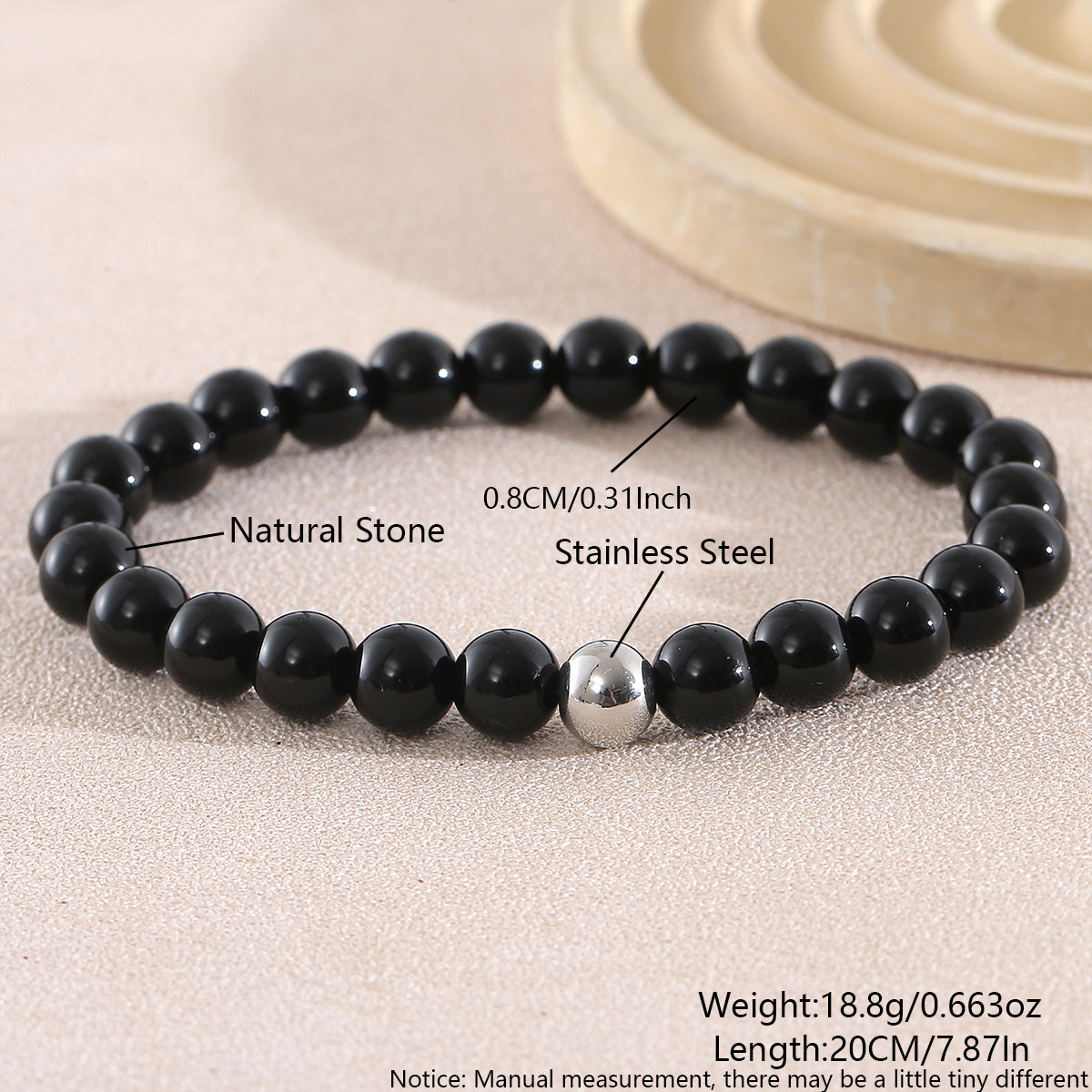 Geometric Natural Stone Bracelets For Men With Beaded Chain Featuring Beading Craftsmanship