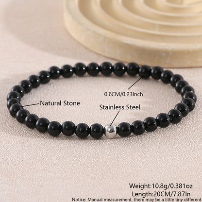 Geometric Natural Stone Bracelets For Men With Beaded Chain Featuring Beading Craftsmanship